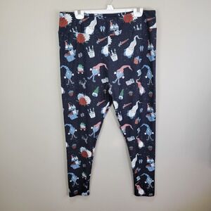 Dren Designs Christmas  Gnomes Poly‎ Spandex Ankle Leggings Extended Plus Size
